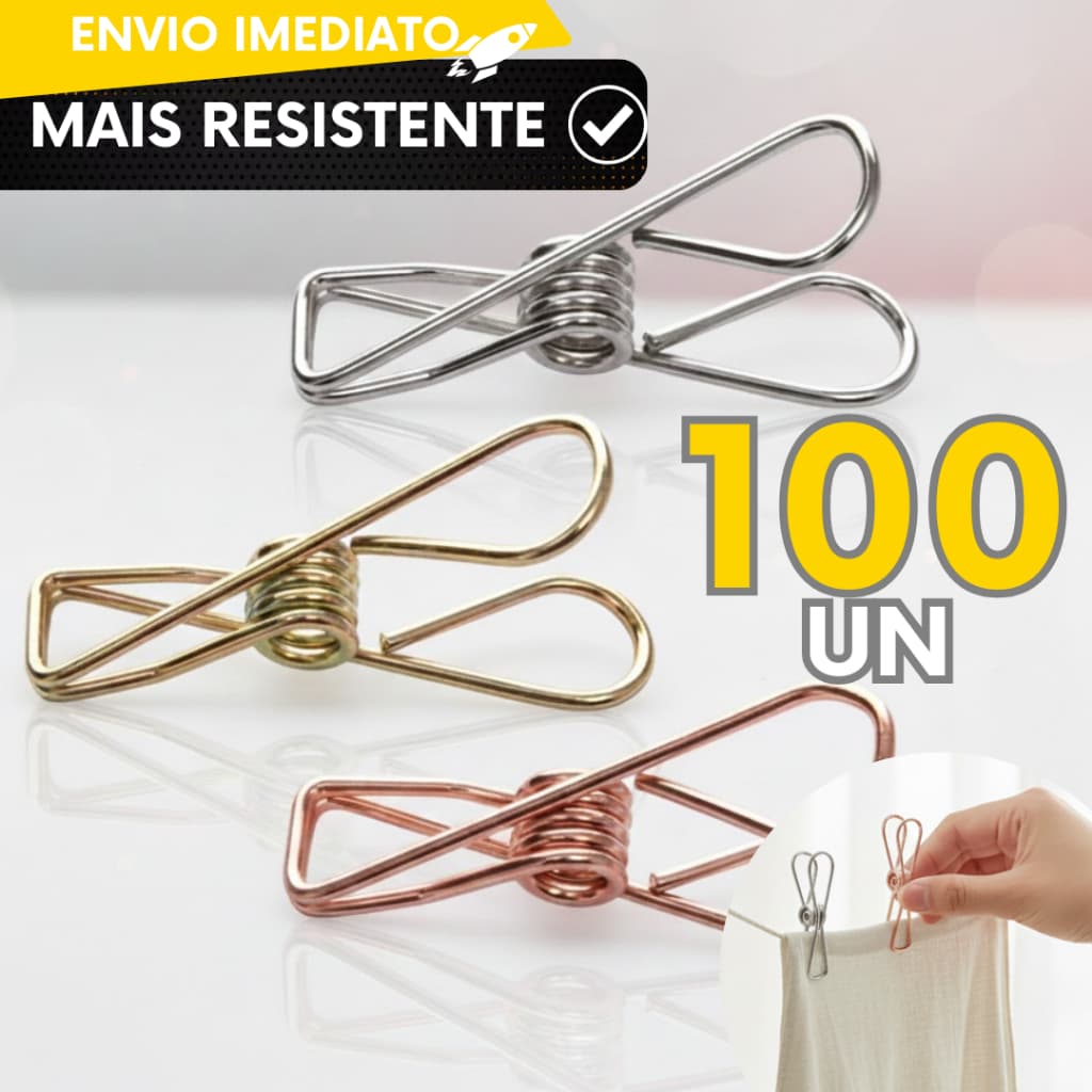 Kits 100, 84 e 6 un - Prendedor De Metal P/ Roupa Casa Cozinha Lavanderia Escritório Decoração