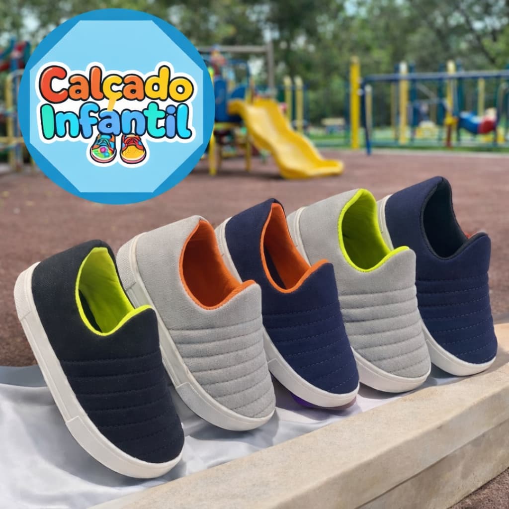 Tênis Calce Fácil Infantil casual Escolar Antiderrapante Confortável Macio  Para Meninos meninas