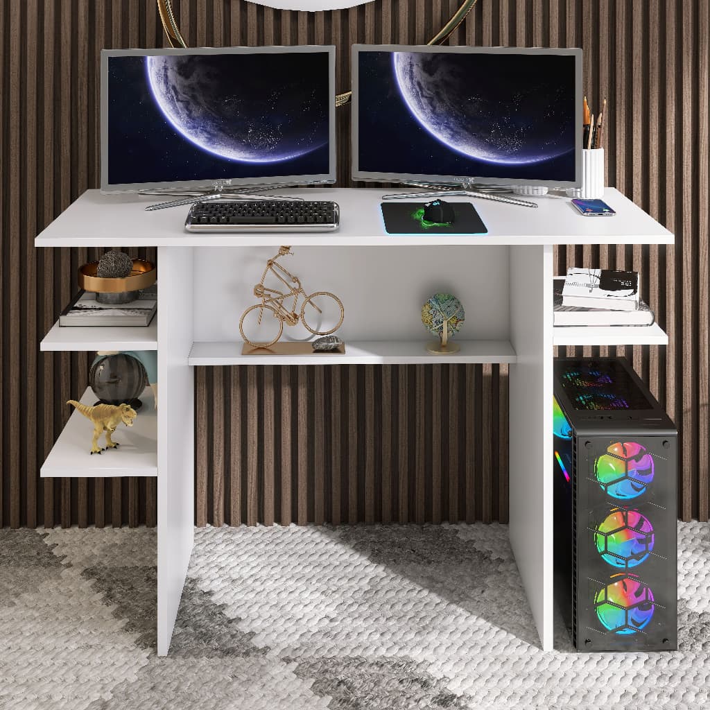 Mesa Escritório Escolha a Cor Branco ou Preto Multiuso Design Ideal para seu Ambiente Gamer Home Office