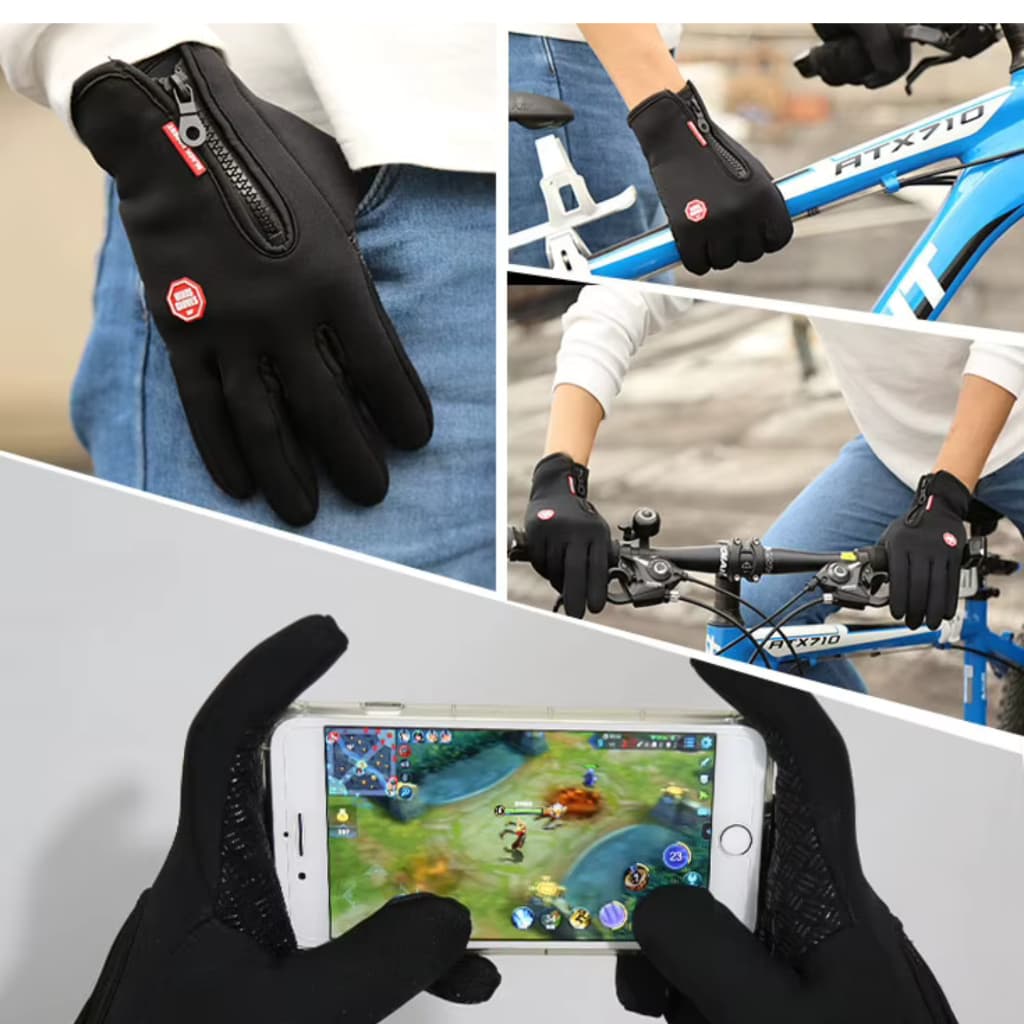 🖐️ Luva Touch Screen Impermeável 💧 - Unissex Térmica Flanelada para Moto e Bicicleta 🚲
