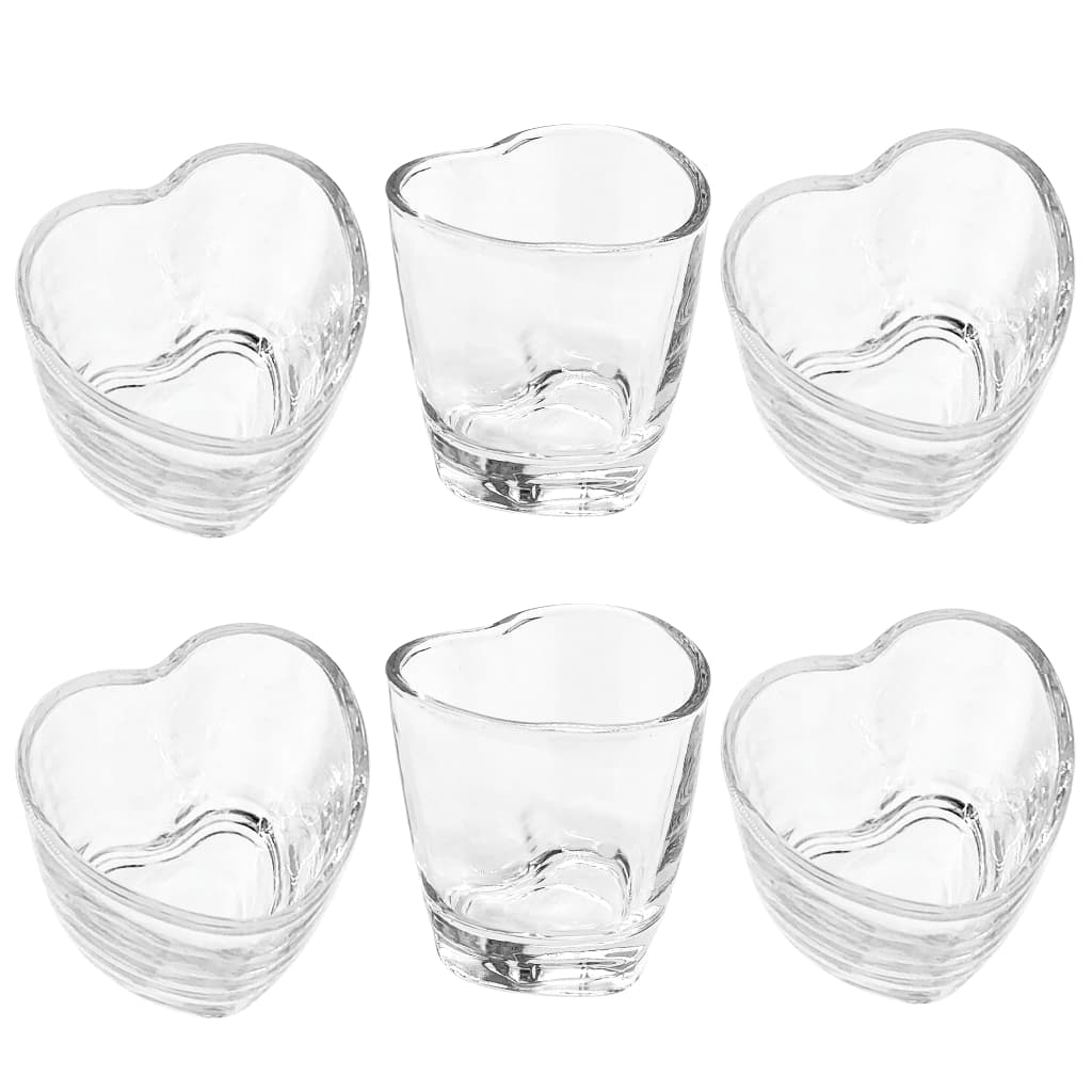 Jogo 6 Copos de Vidro Shot Coração 50ml para Pinga Cachaça Tequila Drinks Dose Única Festas