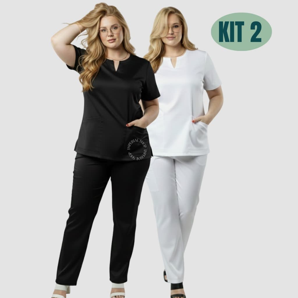 Kit 2 Scrub Pijama Hospitalar Oxford Scrub Plus Size Enfermagem G3 -israel