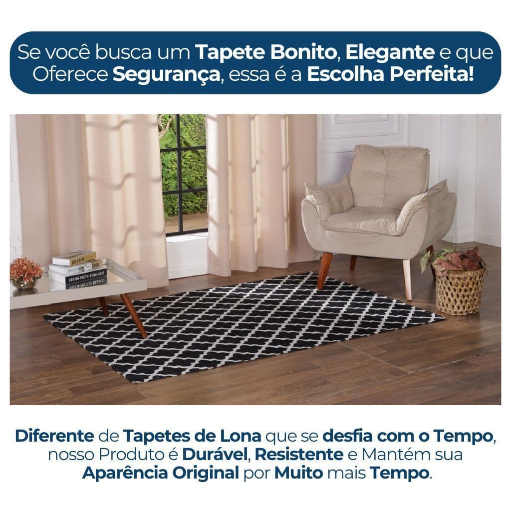 Tapete Antiderrapante Para Sala Quarto Escritório Jacquard 2,00 x 1,40