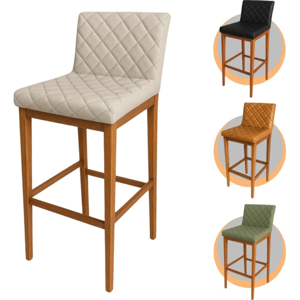 Banqueta Alta De luxo C/ Encosto Estofado Capitone 69cm Bancada Ars