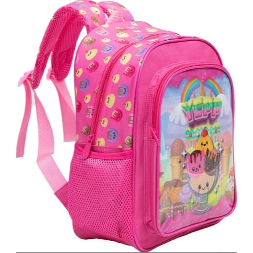 Mochila Infantil 16” de Costas SORVETE YEPP — 2 Divisórias | Estampas Sortidas | Envio Imediato