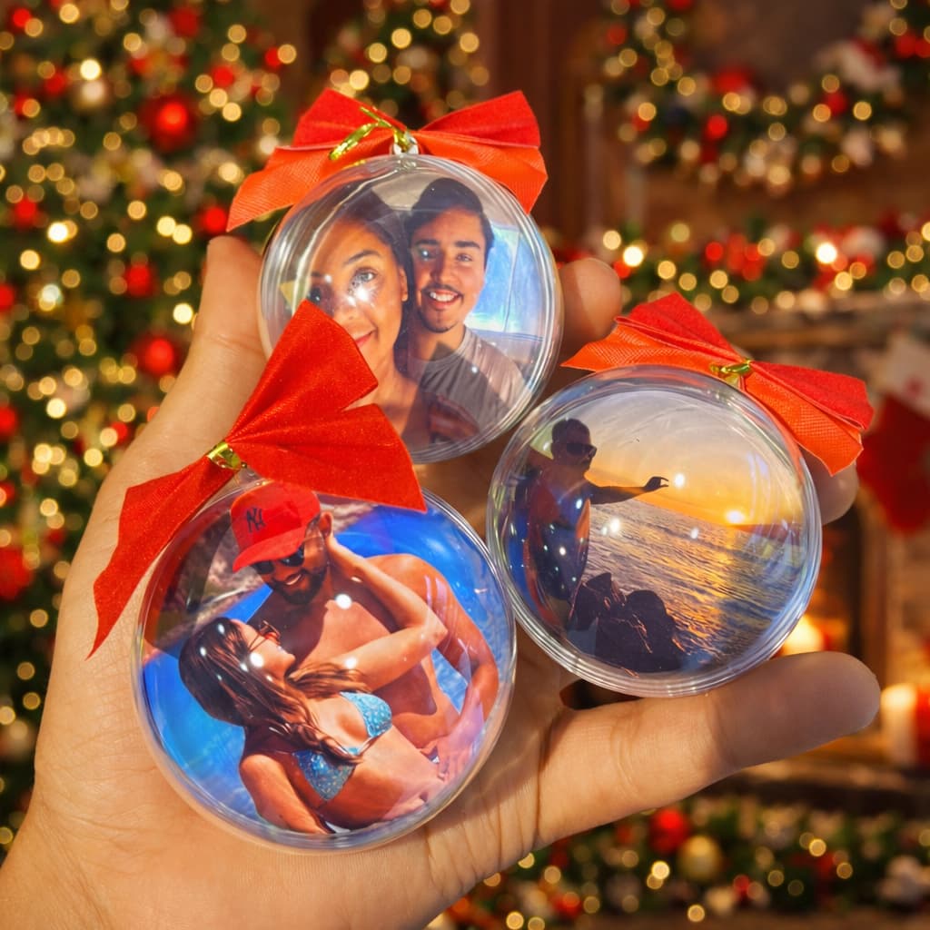 Kit Bolas de Natal Com Foto Personalizada