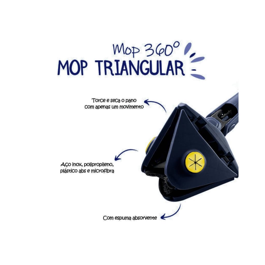 Mop De Limpeza Giratório 360° Triângular