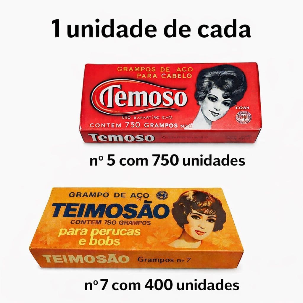 Grampos para Cabelo Preto Temoso N5 C/ 750 unidades + N7 C/ 400 unidades Profissional Teimoso