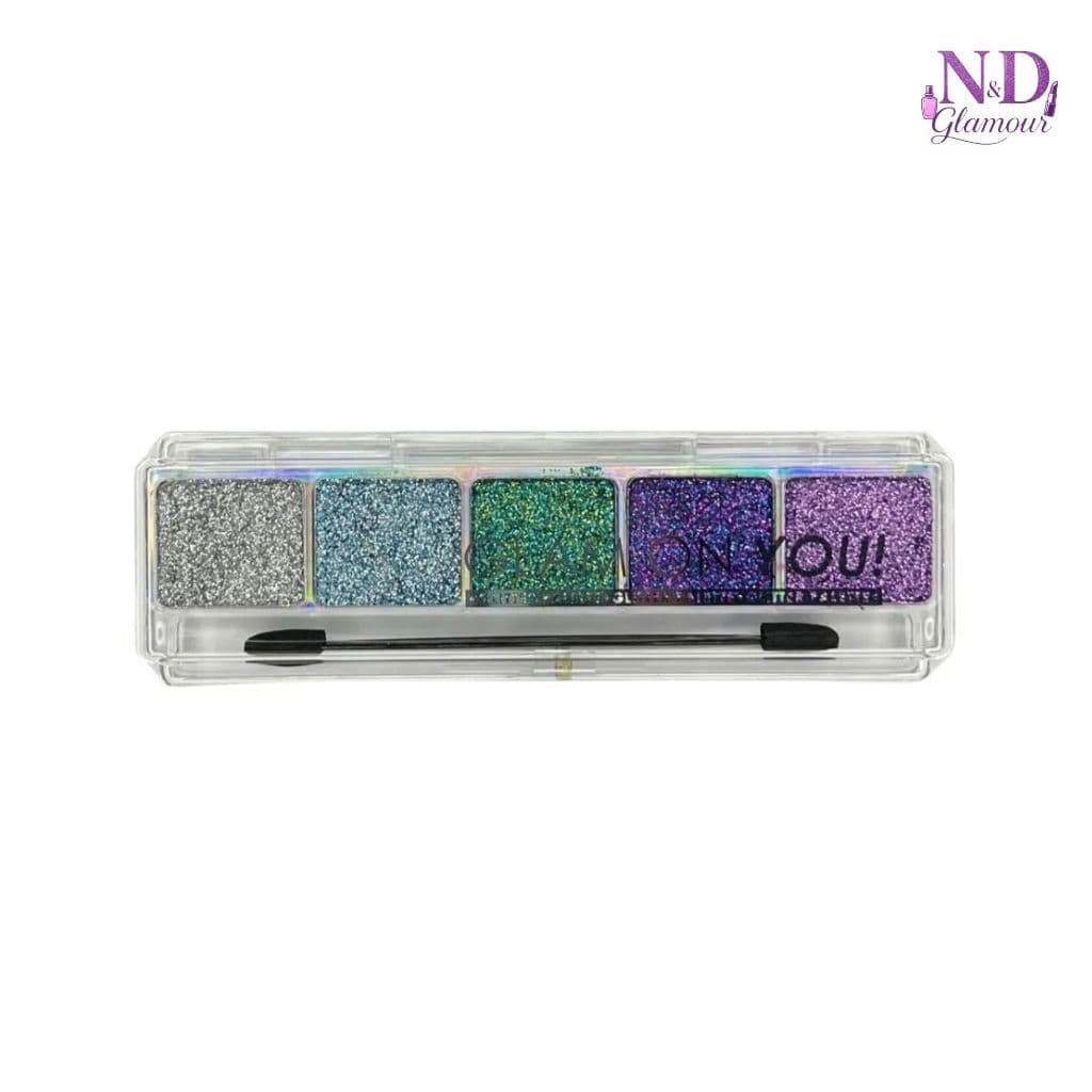 Paleta de Glitter Glam On You  Multicromática 5 Cores - Alta Pigmentação, Brilho Intenso (PINK 21)