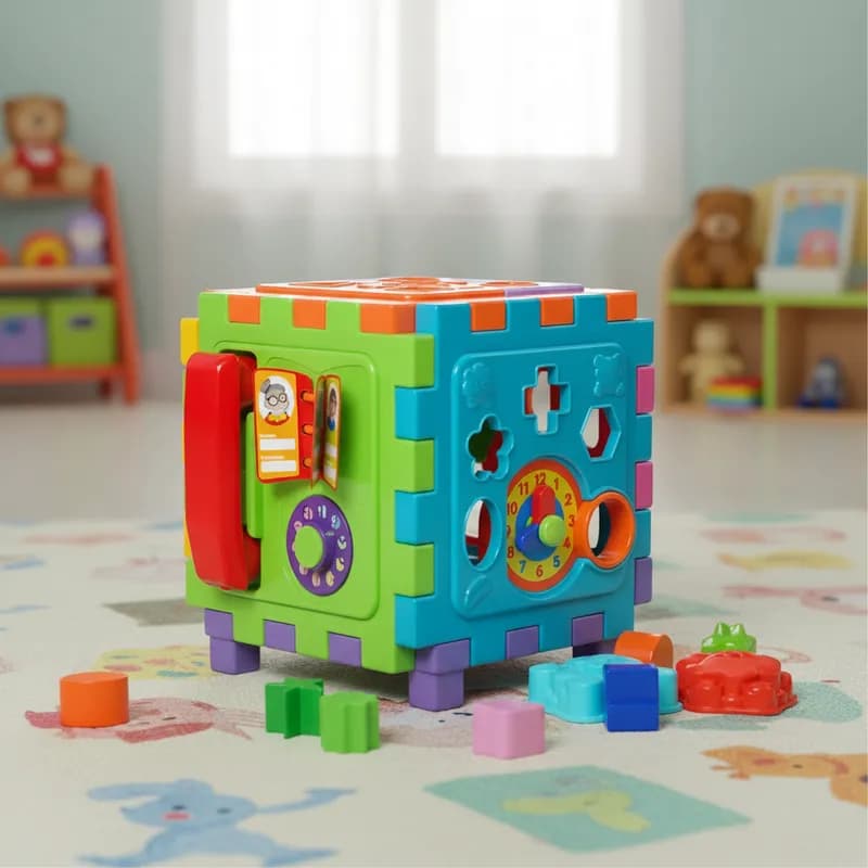 Cubo Didático Grande Infantil Brinquedo Educativo com Atividades Montessori 6 em 1