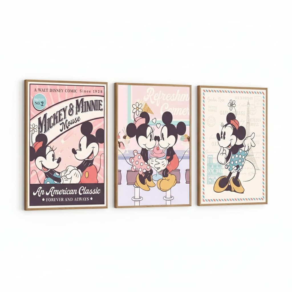 Quadros decorativos Minnie Mouse (3 peças)