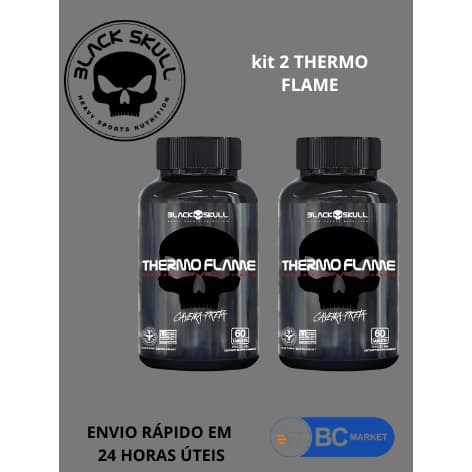 Kit 2x Thermo Flame 60 tabs Termogênico Original Black Skull