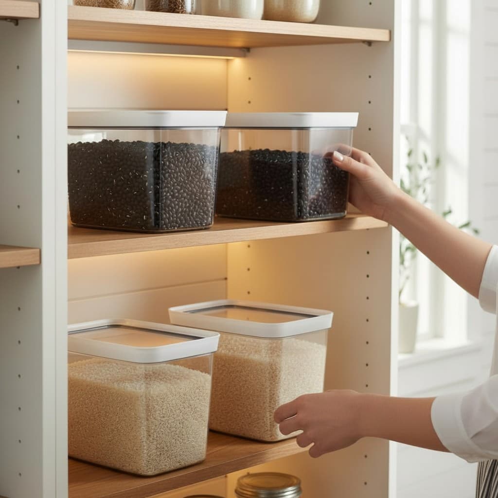 Kit Potes Herméticos Armazenamento Alimentos Arroz Feijão Grãos tamanhos 2 pçs 4L e 2 pçs 2,5L