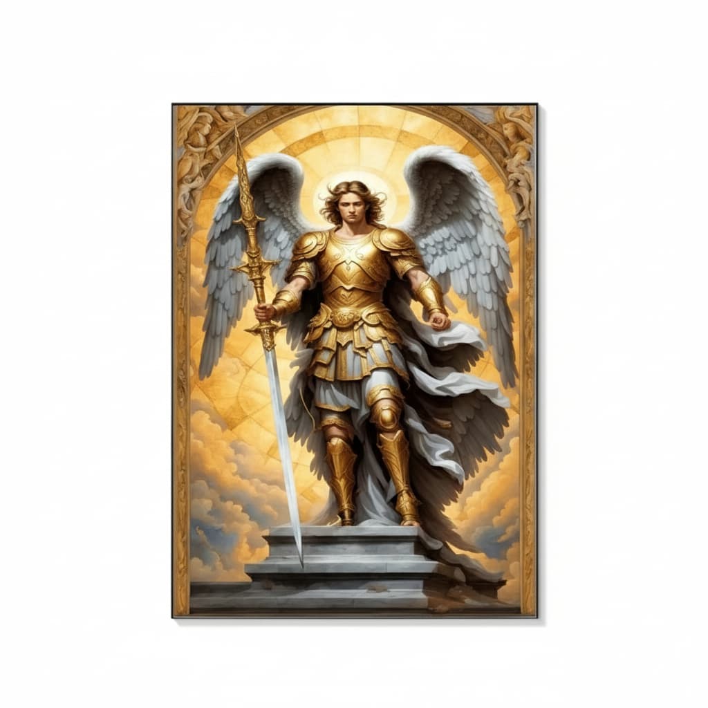 Quadro decorativo Renascença Anjos, Poster Prints para Galeria Sala Home Decor, Arcanjo Miguel 60x90