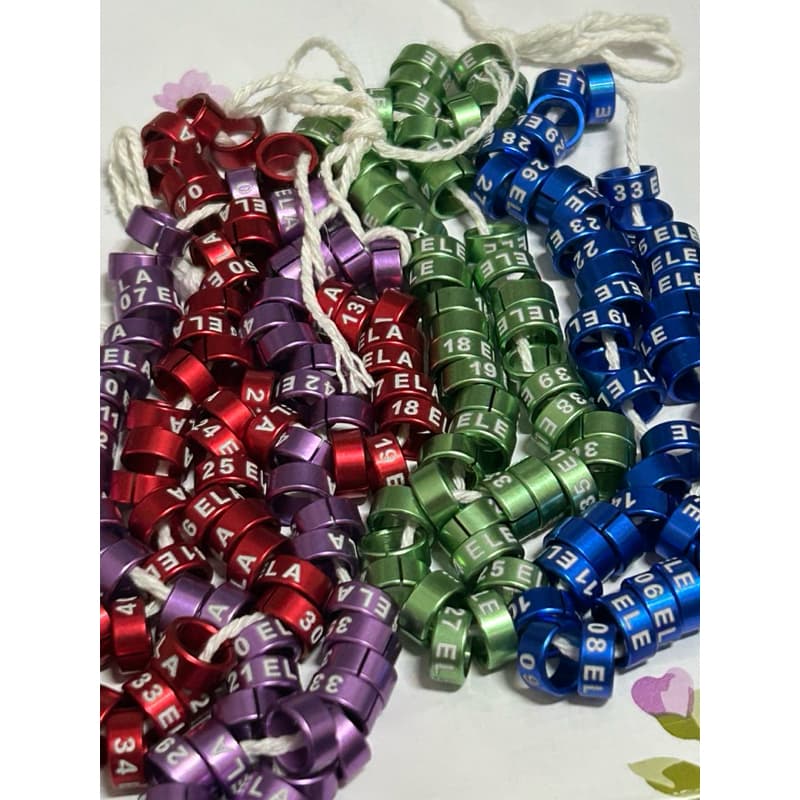 5 Anilhas abertas  7,5 mm para ring necks ADULTOS aves de mesmo porte.