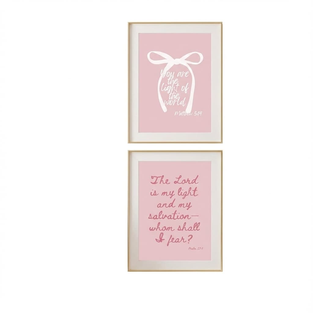 Quadros decorativos Laço cor de rosa frases (2 peças)