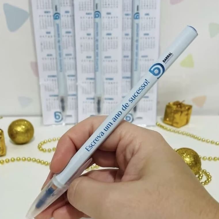 Brinde Corporativo 2026 Personalizado | Caneta e Calendário | Logo da Empresa | Mimo | Brinde