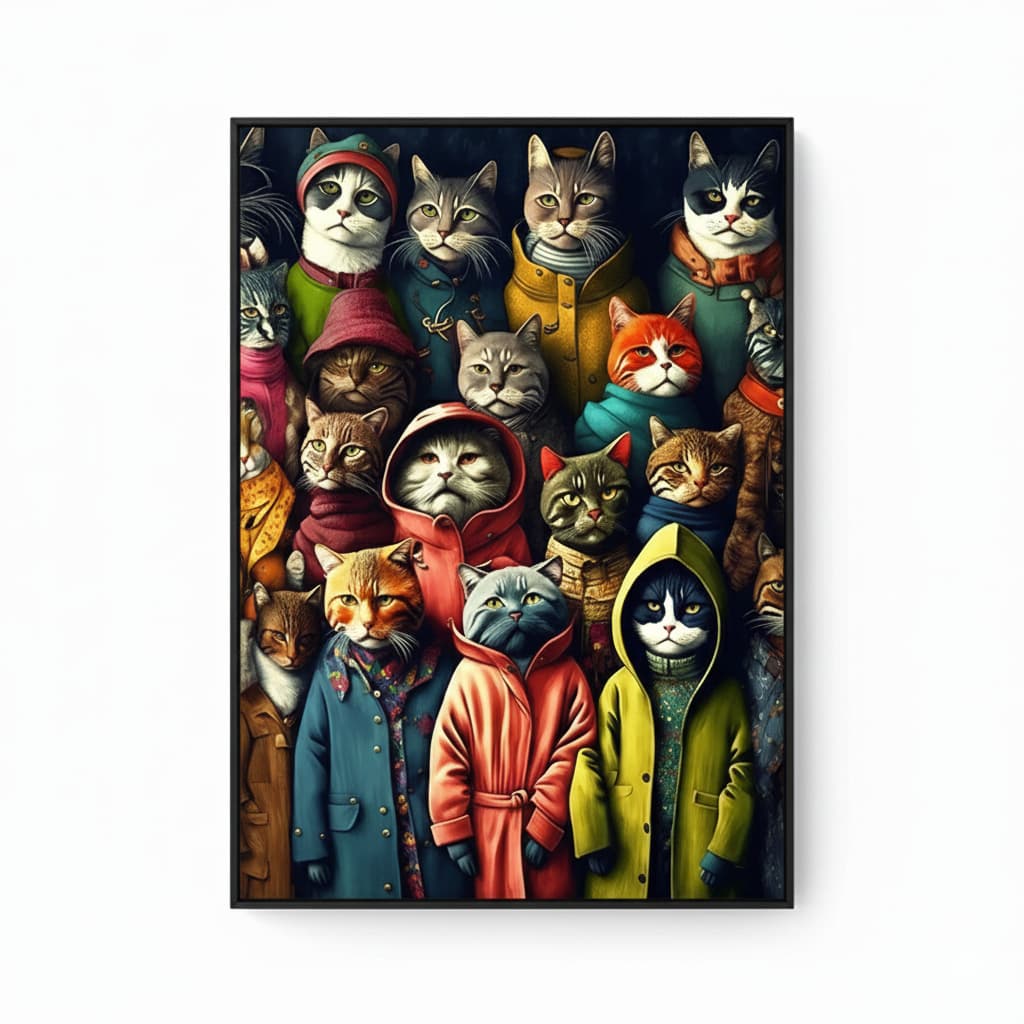 Quadro decorativo Multidão de Gatos 1 peça 90x60