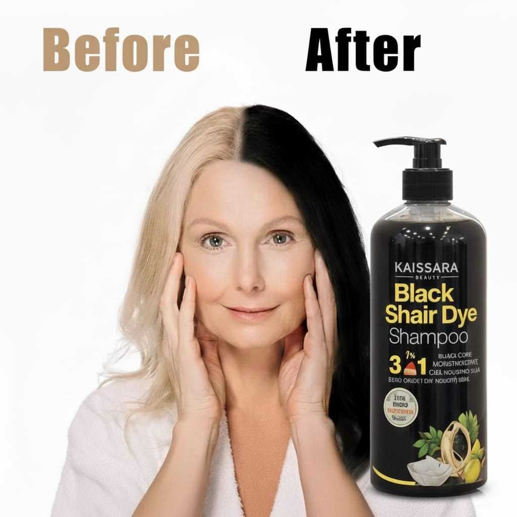 KIT 2 Shampoo de tintura de cabelo 3 em 1- 500ML COR  PRETO