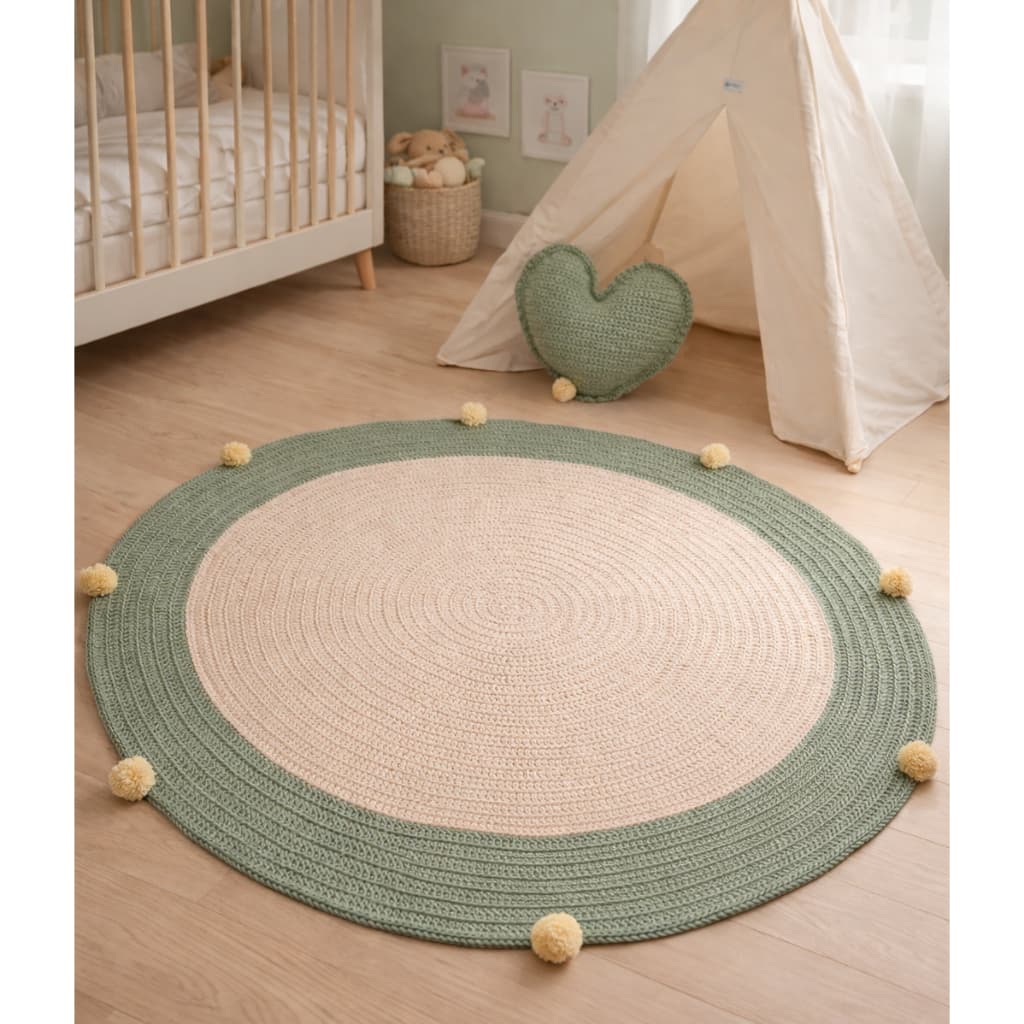 Tapete quarto do bebe de crochê menino safári floresta selva 1m
