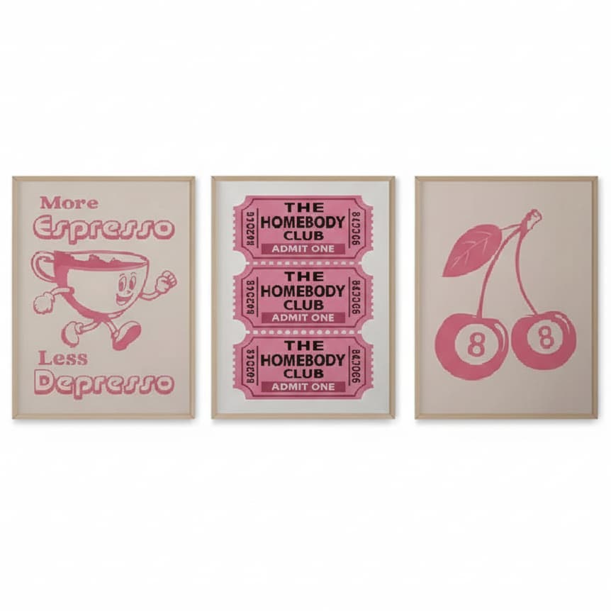 Quadros decorativos The Homebody Club Print minimalista do coração, Trendy Living (3 peças)