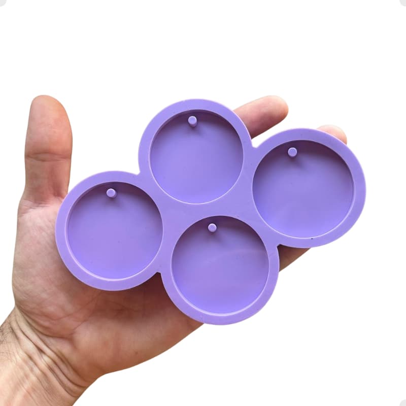 Molde Silicone 4 Bolinha 5cm C Furo Resina Chave Decora M71