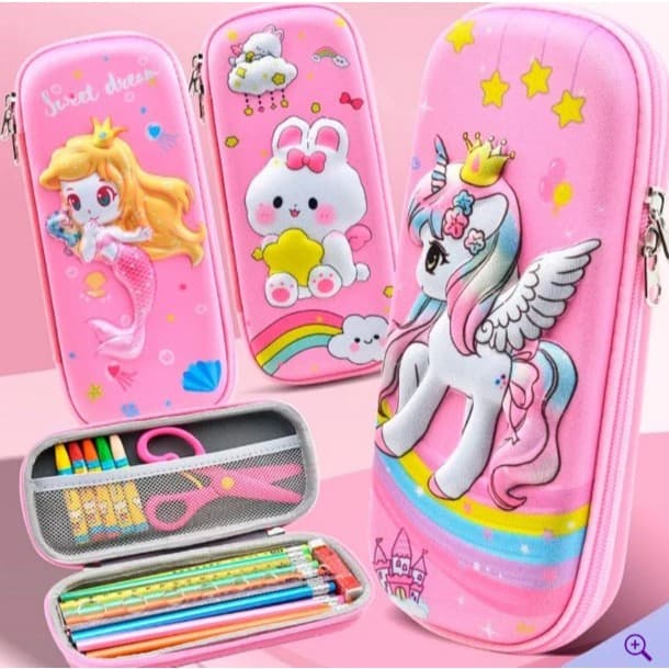 🦄✨ Estojo Escolar Infantil Feminino com Estampa em Alto Relevo | Prático e Estiloso