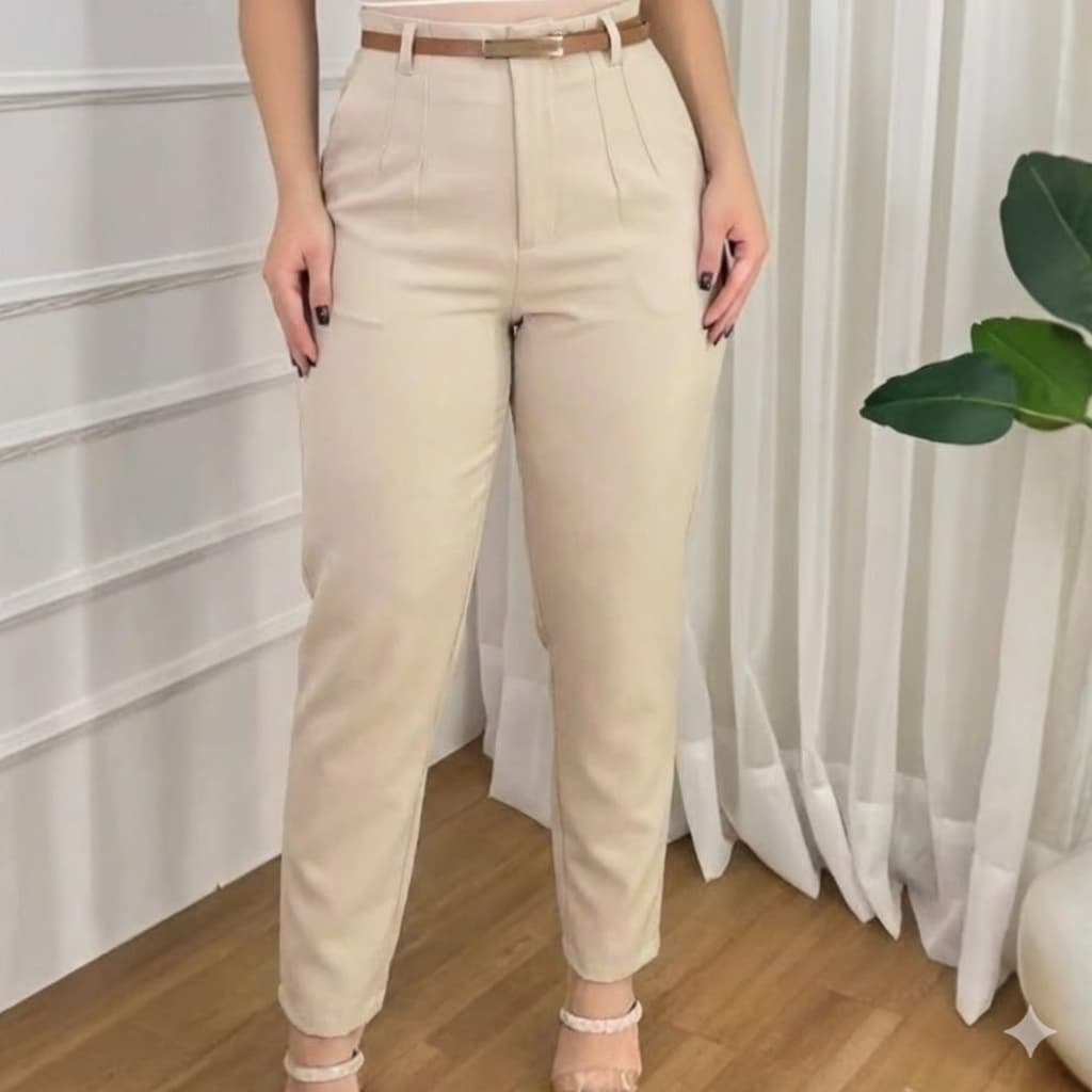Calça Alfaiataria Feminina Social Cintura Alta Moda Luxo Estilo Zarha
