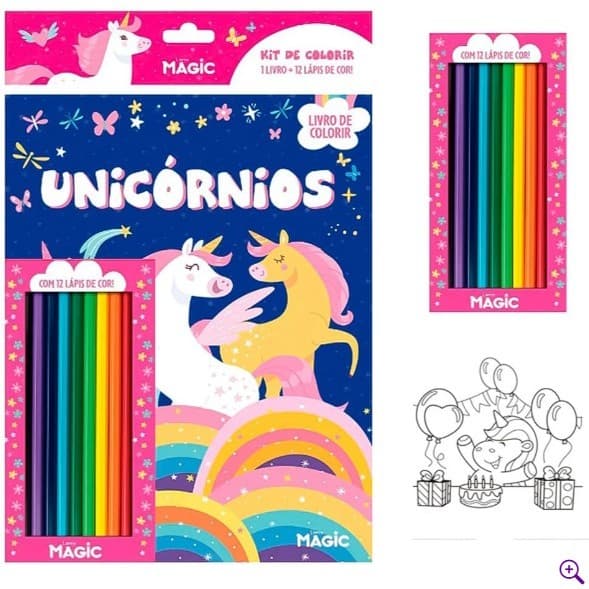 🦄🎨 Livro Infantil de Colorir Unicórnios com 12 Lápis de Cor | Criativo e Divertido