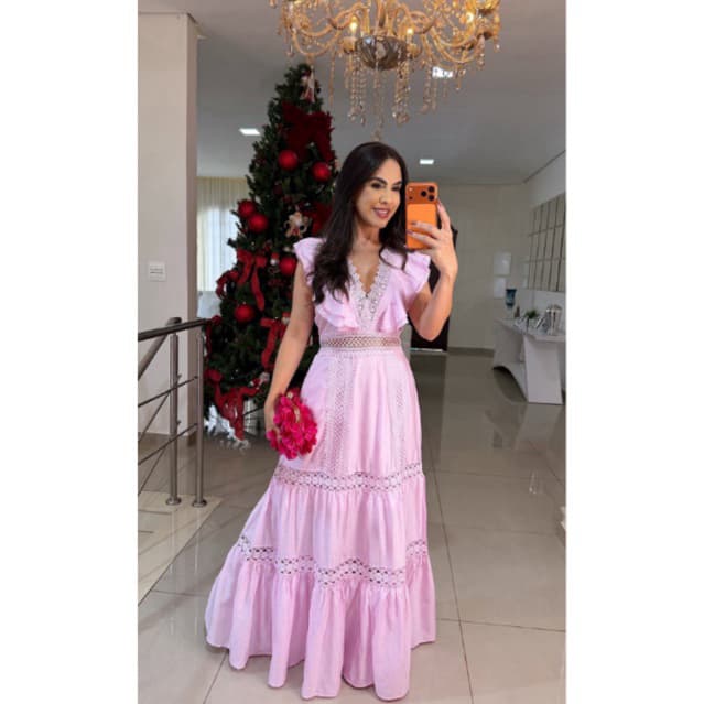 Vestido Maldivas Longo Acetinado Elegante Verão