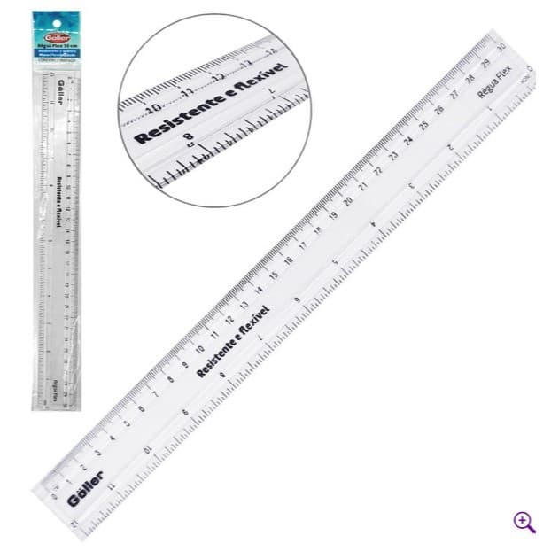📏✏️ Régua Plástica Transparente Flexível 30cm Escolar | Resistente e Precisa