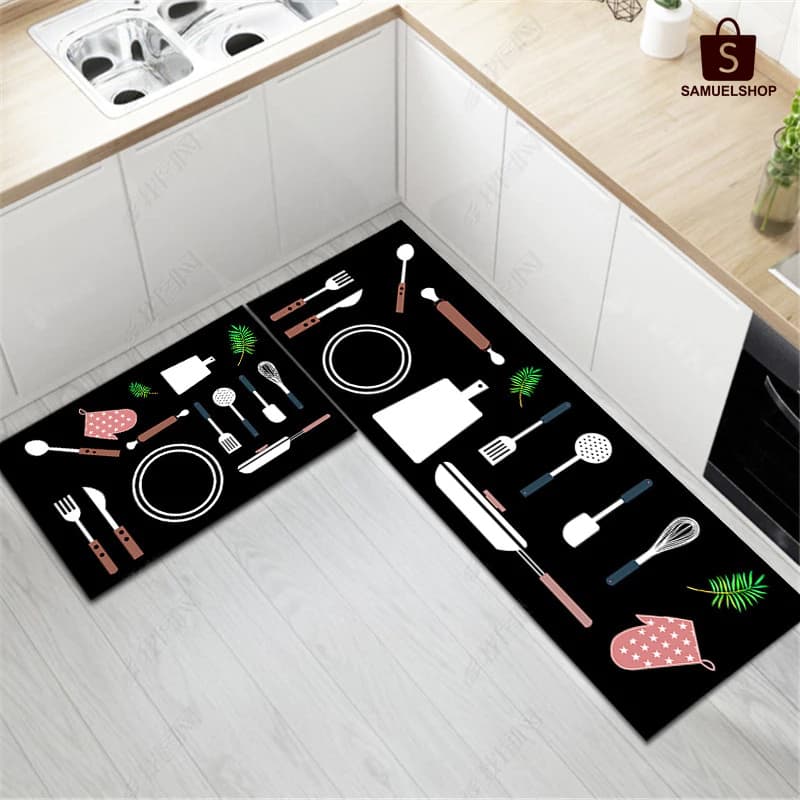Tapete para cozinha, entrada, quarto:  resistente à sujeira, conjunto com 2 peças.