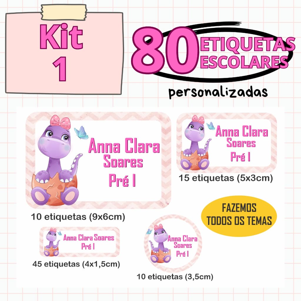 ETIQUTA  ESCOLAR / ADESIVO ESCOLAR  - Etiquetas Personalizadas de Vinil Escolar A PROVA D' Água - ESCOLHA SEU KIT