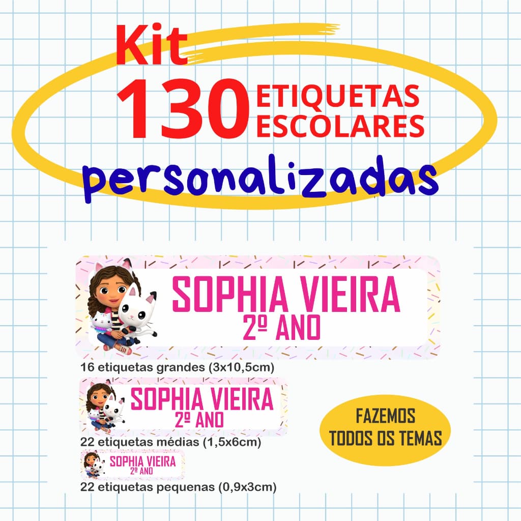 ETIQUETA ESCOLAR / ADESIVO ESCOLAR PERSONALIZADO (FAÇO QUARQUER TEMA) RESISTENTE A ÁGUA