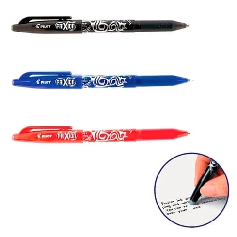 Canetas Pilot Frixion Ball Escreve E Apaga 0.7mm Kit 3 Cores Azul Preta Vermelha