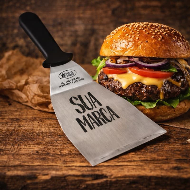 Espátula Profissional Inox para Hambúrguer Personalizada  - EL TORO CUTELARIA