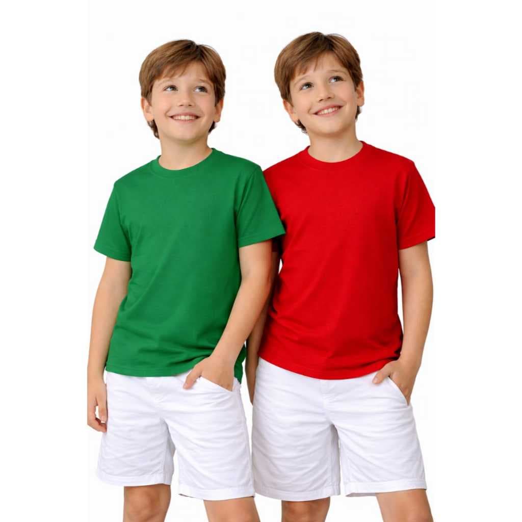 Camiseta basica infantil e juvenil Unissex 2 ao 16 100% algodão Branco e preto
