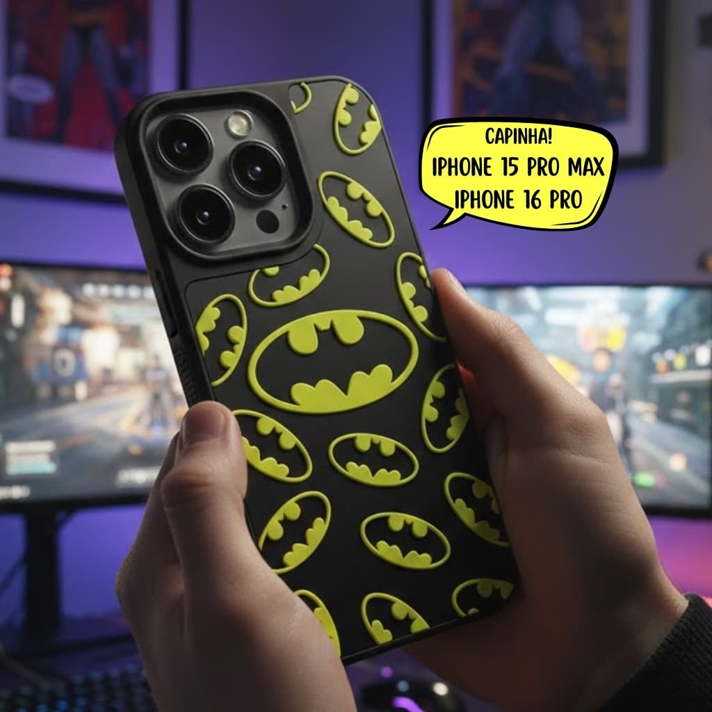 Capinha Iphone 15 Pro Max Case Batman Oficial iPhone 16 Pro Lançamento Proteção Reforçada Capinha Divertida Personagem