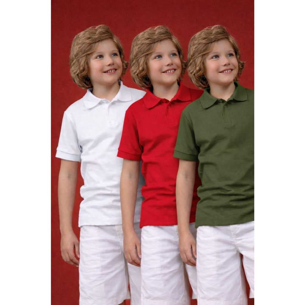 Kit C/2 Camisetas Gola Polo Verão Juvenil Manga Curta Tamanho 01 ao 14 Menino