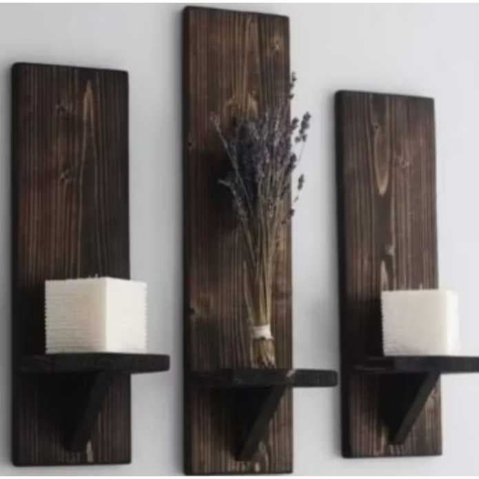 prateleira rustica pinus porta velas vaso decoracao incrivel