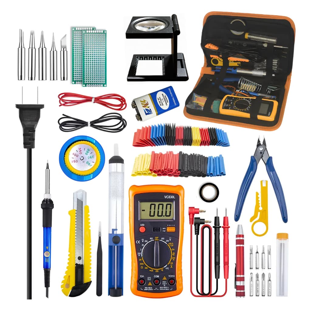 Kit Ferramentas Eletro Eletrônica Profissional：Solda Ferro + Solda E Sugador + Multimetro 127V/220V Ferro de Solda