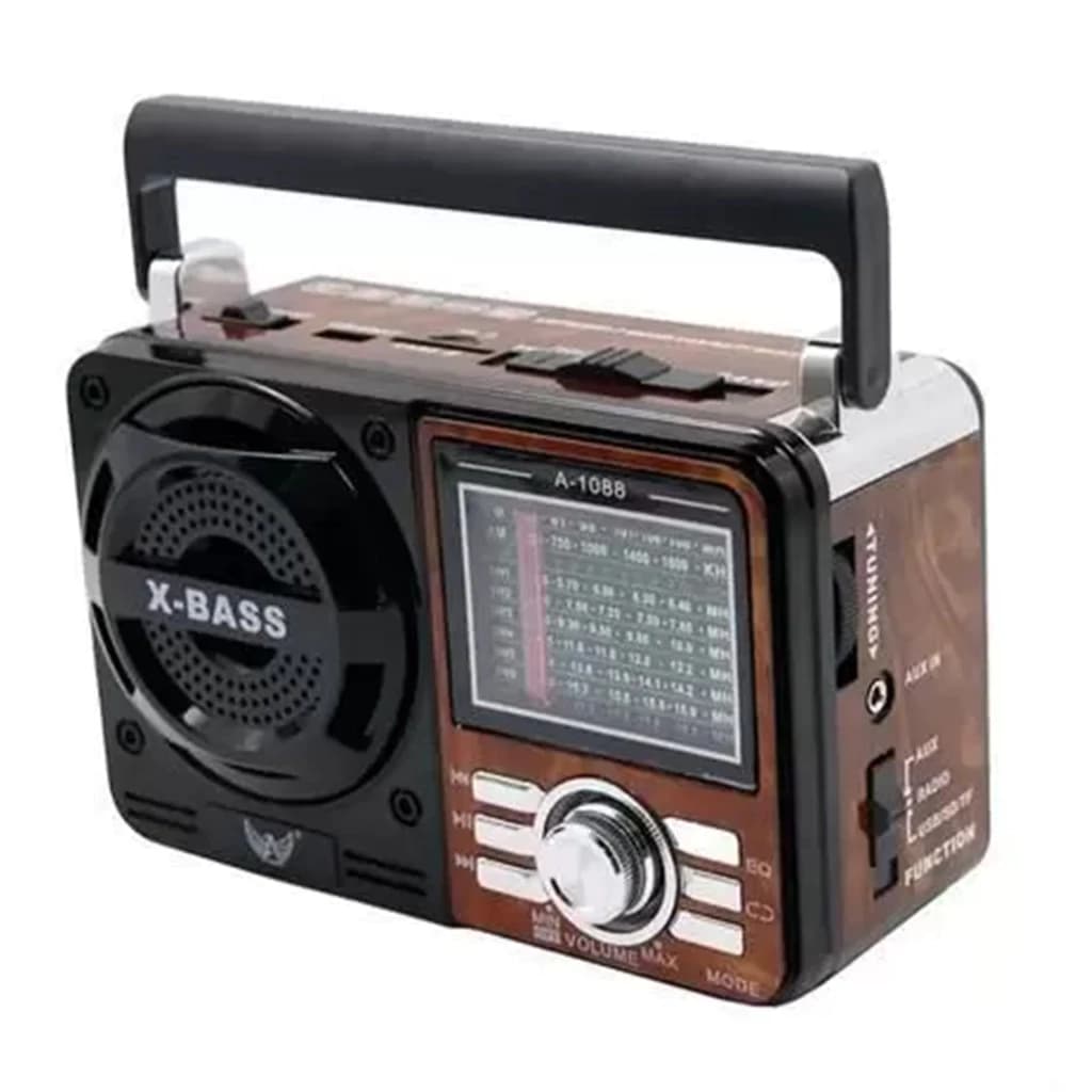 Rádio Retrô Vintage Portátil A Pilha E Tomada Am Fm Sw Pendrive Com Sd Usb lanterna GL&DD