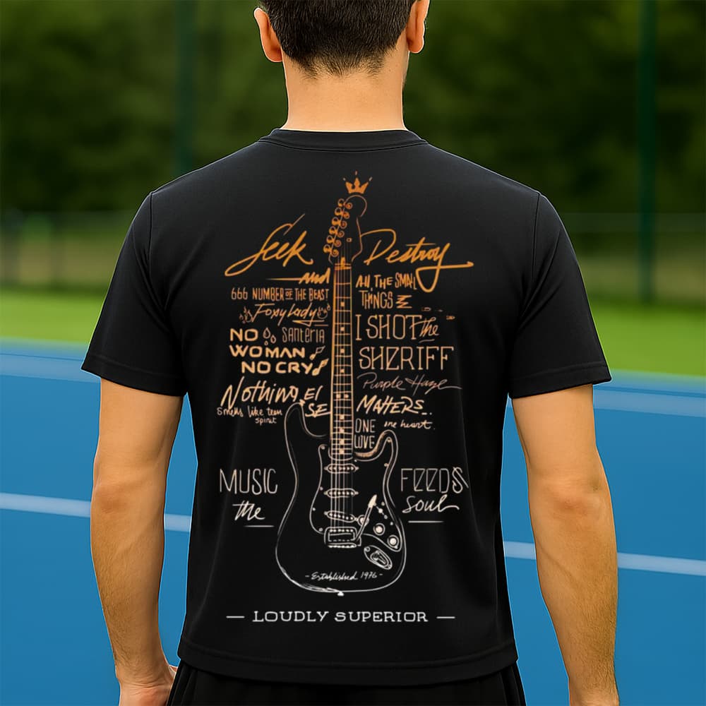 Camiseta Dry Fit Masculina Estampada Violão P ao GG Leve Respirável Academia Treino