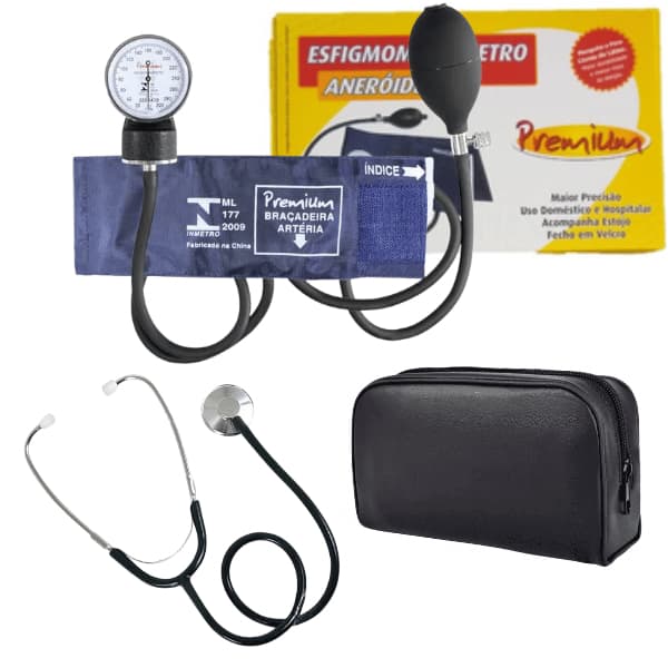 Kit Aparelho de Pressão Arterial Pediatrico Infantil Aneroide Premium Estetoscópio Profissional