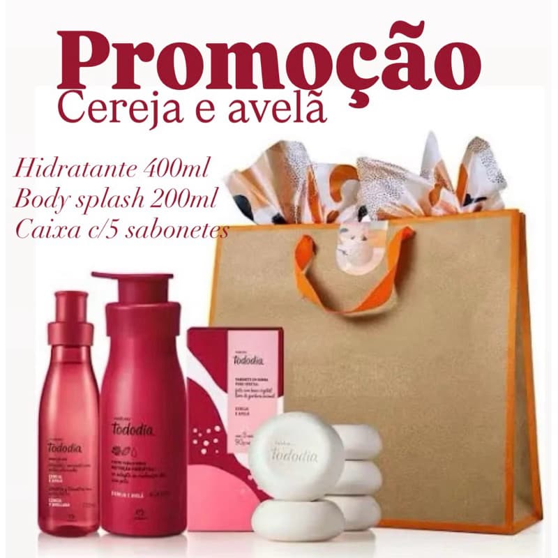 Cereja e Avelã Natura Tododia - Variações com Hidratante Sabonete Body Splash