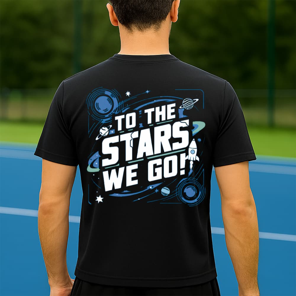 Camiseta Dry Fit Masculina Estampada Ida ao Espaço P ao GG Leve Respirável Academia Treino