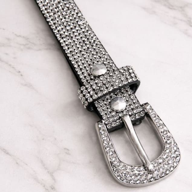 Cinto Feminino Strass Brilhante Corrente Prata Modelo 910-910