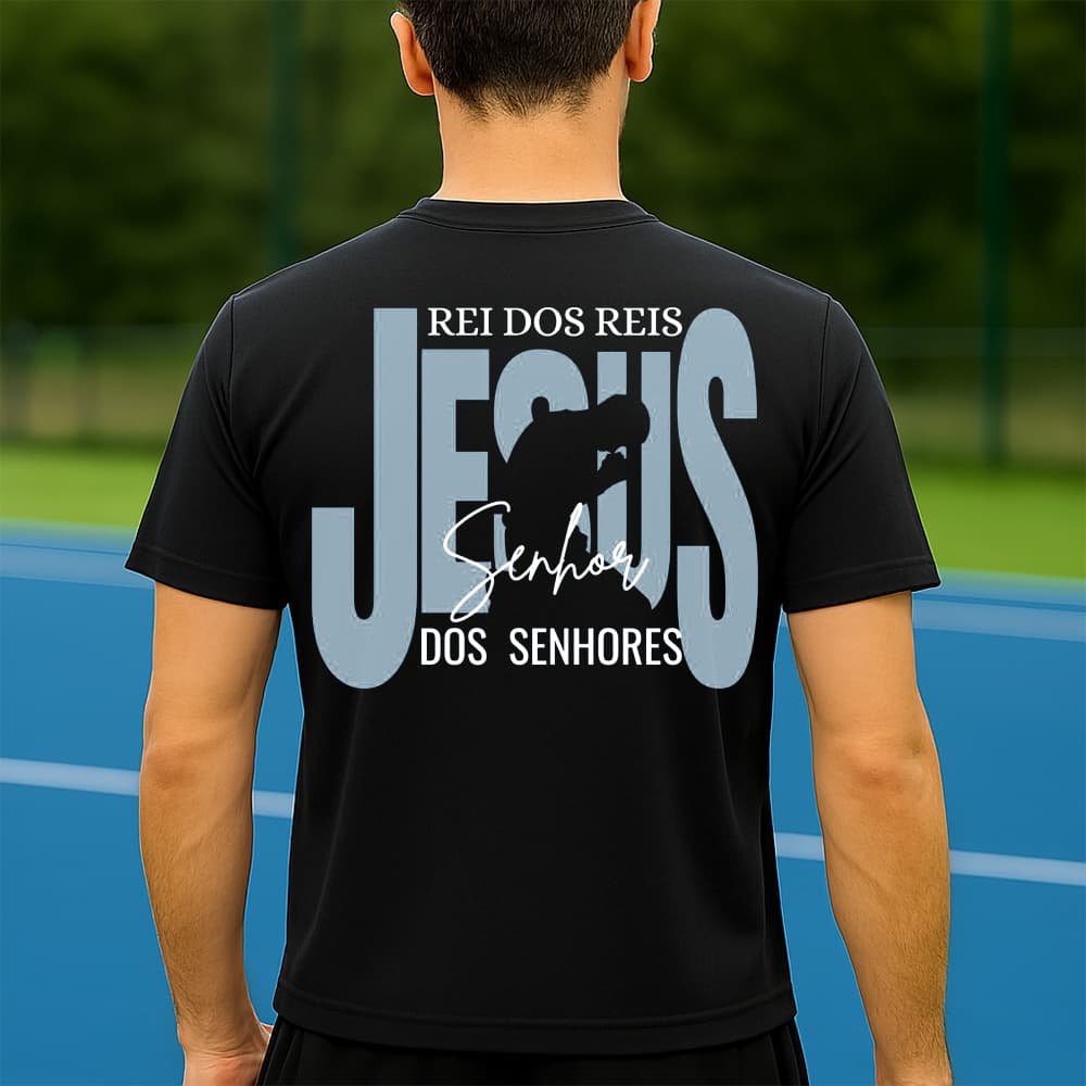 Camiseta Dry Fit Masculina Estampada Jesus P ao GG Leve Respirável Academia Treino