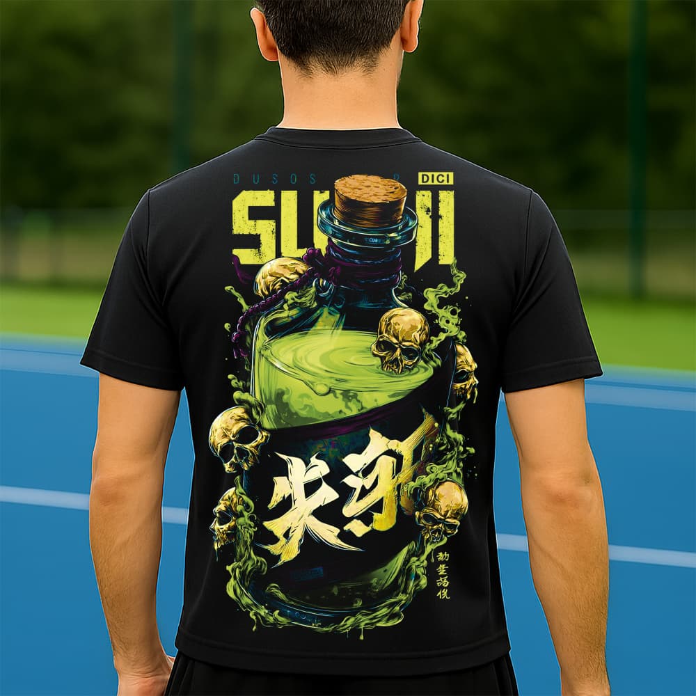Camiseta Dry Fit Masculina Estampada Pote de Veneno P ao GG Leve Respirável Academia Treino