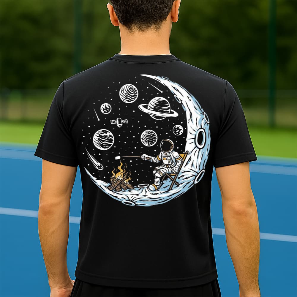 Camiseta Dry Fit Masculina Estampada Acampamento na Lua P ao GG Leve Respirável Academia Treino